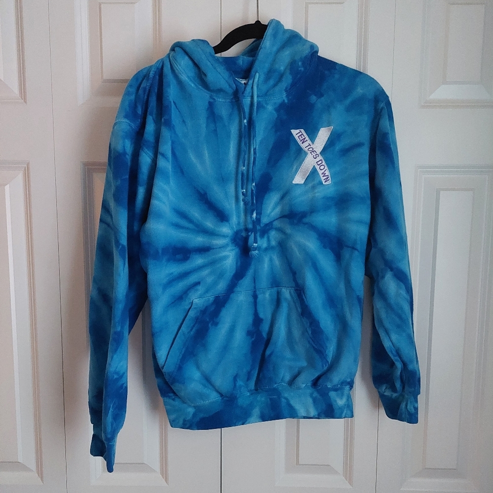 Ten Toes Down Blue Tie Dye Hoodie Size Small
